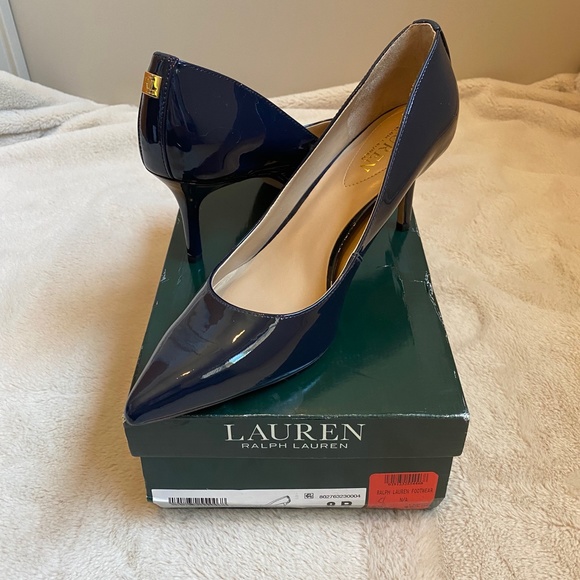 New Ralph Lauren Lanette Navy Patent 